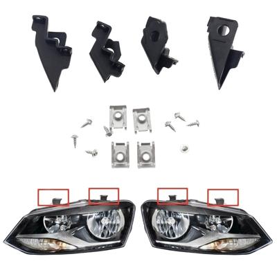 Suporte de montagem do farol do carro clipes parafusos kit de reparo durável esquerda + direita 6r0998226 6r0998225 para vw polo 2009-2017
