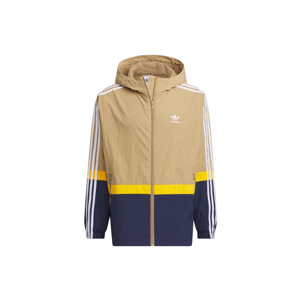 Adidas Originals Sportswear Jacket With Striped Logo Print And Color Block Men Outerwear Cardboard-Yellow IN0996