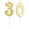 2pcs 30 Birthday Number Decoration Bithday Cake Topper Candles Party Supplies (Number 3+0, Golden)