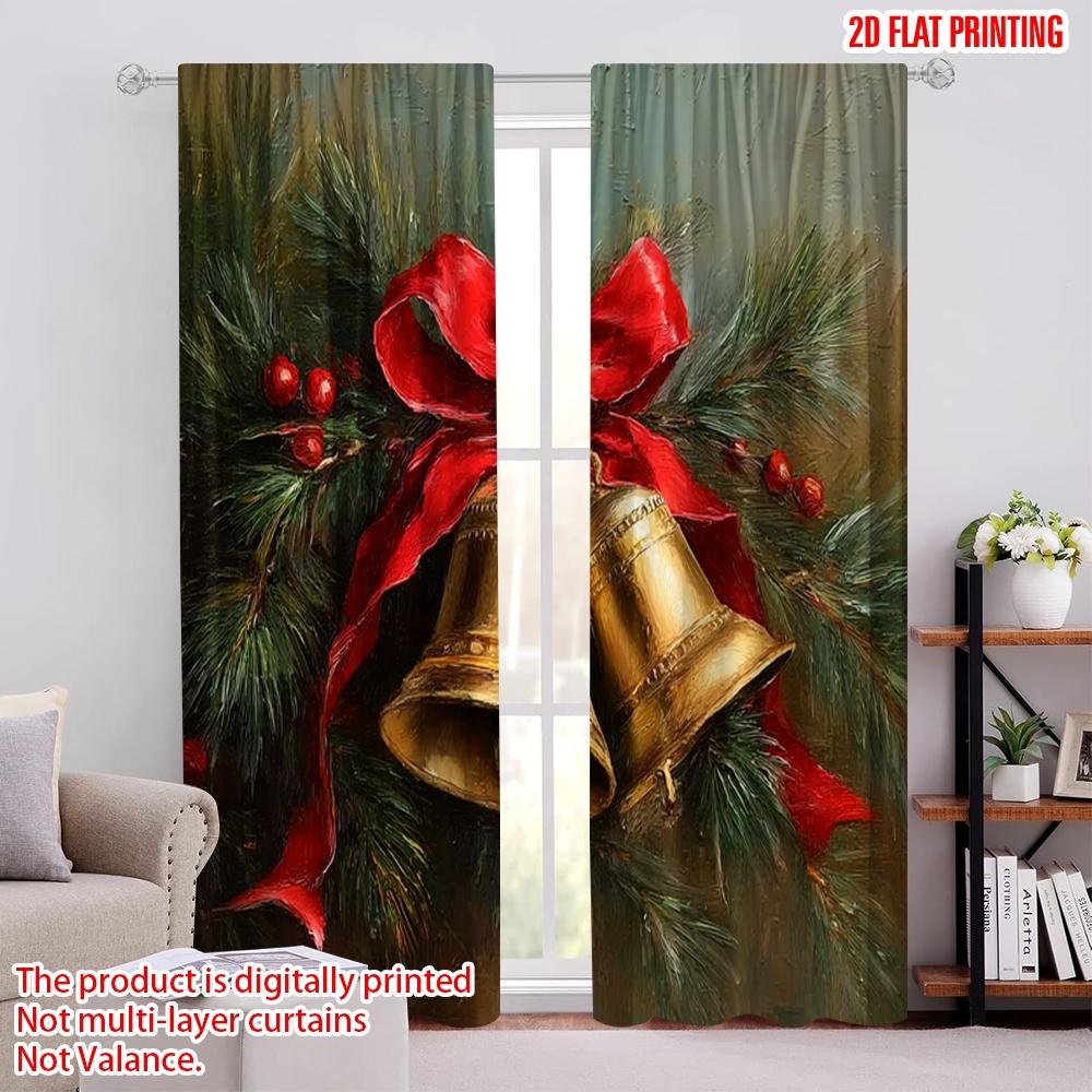 

2pcs 2D flat printing St Patrick s Day Drapes Jingle Bell Fabric Without Electricity Holiday Decorations Perfect for room decor 100*130 Grommet Top 1pcs