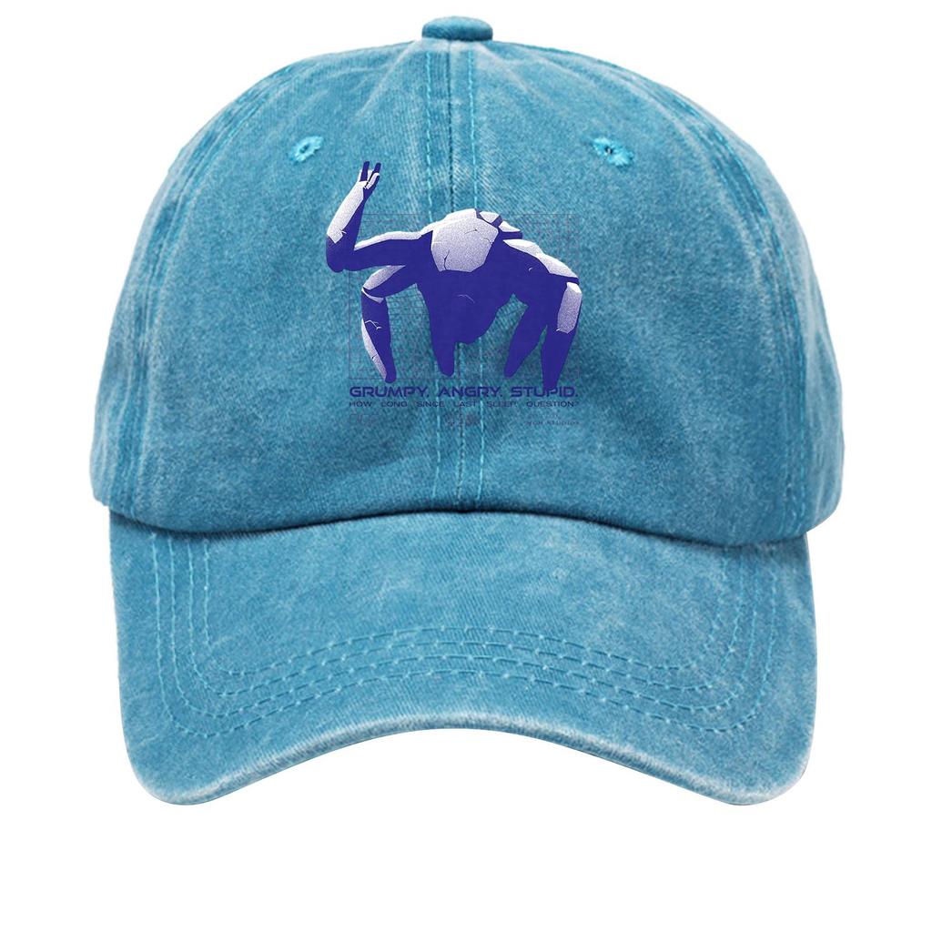 Washed Cotton Baseball Cap With Printed Distressed Soft Top Denim Hat For Men, European And American Retro Hat
