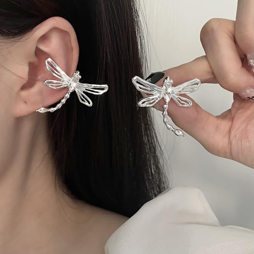 Pink Butterfly Ear Cuff Earrings for Women Girls Fashion Bowknot No Piercing Clips Earring Fake Piercing Ballet Clip on Jewelry
