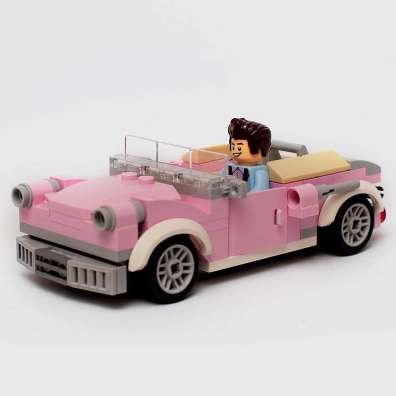 MOC Classic Pink Convertible Car Building Blocks Toy Race Car Model Set Creative Building Block Toys Birthday Gifts