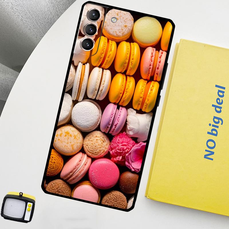 

Dessert ice Cream Macaron Food Phone Case For Samsung Galaxy S25 S26 Ultra S20 S21 S22 S23 Plus S24 Ultra S10 S25 FE Cover Galaxy S24 Plus