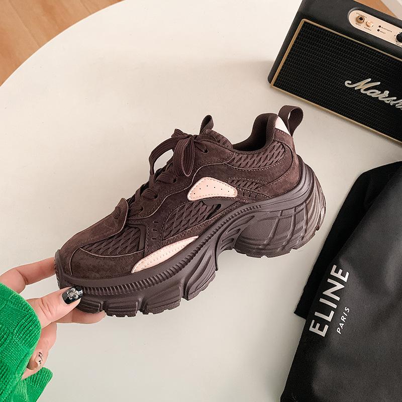 , sports style, color matching, lace-up, heightened platform leather dad shoes, women's Forrest Gump shoes, new winter models.
