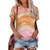 Modisches Damen Rundhals Kurzarm 3D Lässiges Farbprint Lässiges Kurzarm Rundhals T-Shirt