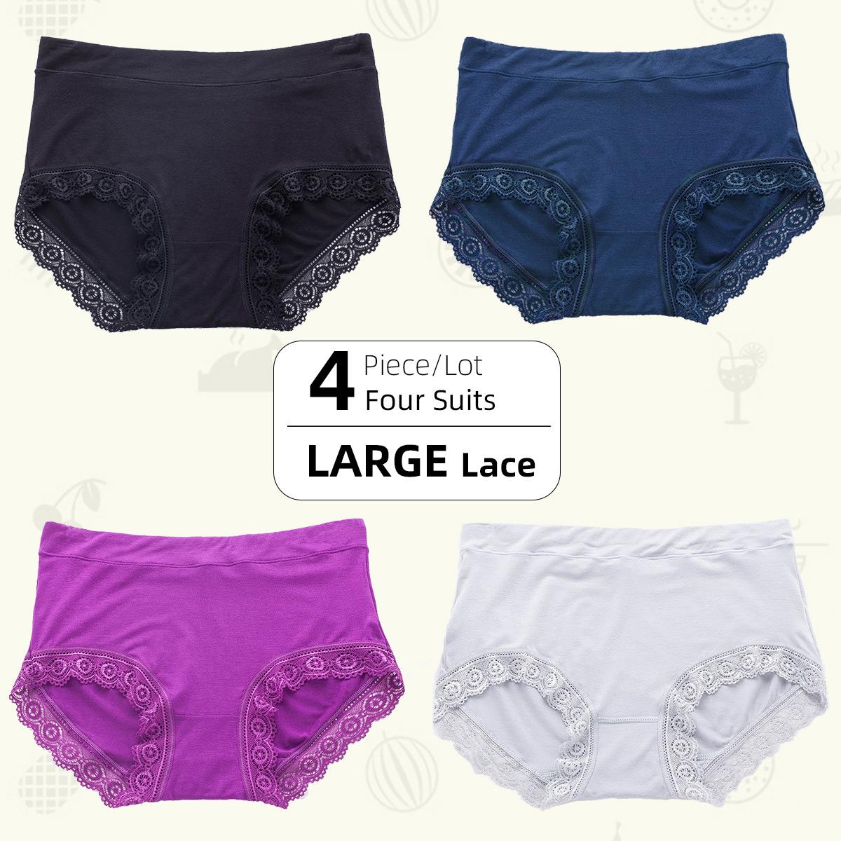 

4-5 шт./лот, женские трусики со средней и высокой талией, хлопковые кружевные трусики с промежностью, дышащий животик, большие размеры, женские треугольные брюки, нижнее белье, трусы 3XL