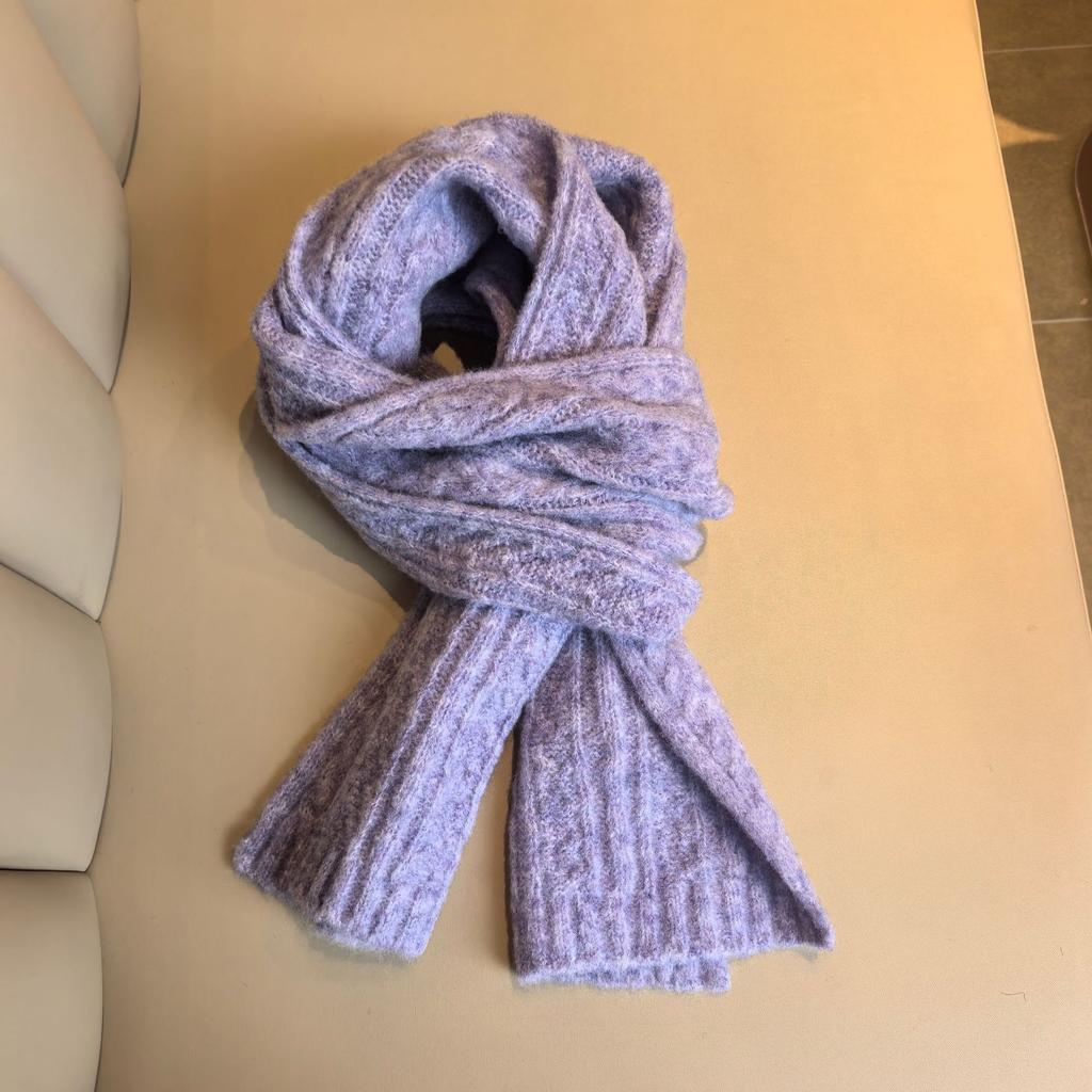 New autumn and winter solid color wool blended scarf women's Korean atmosphere knitted versatile candy color scarf men's wholesale