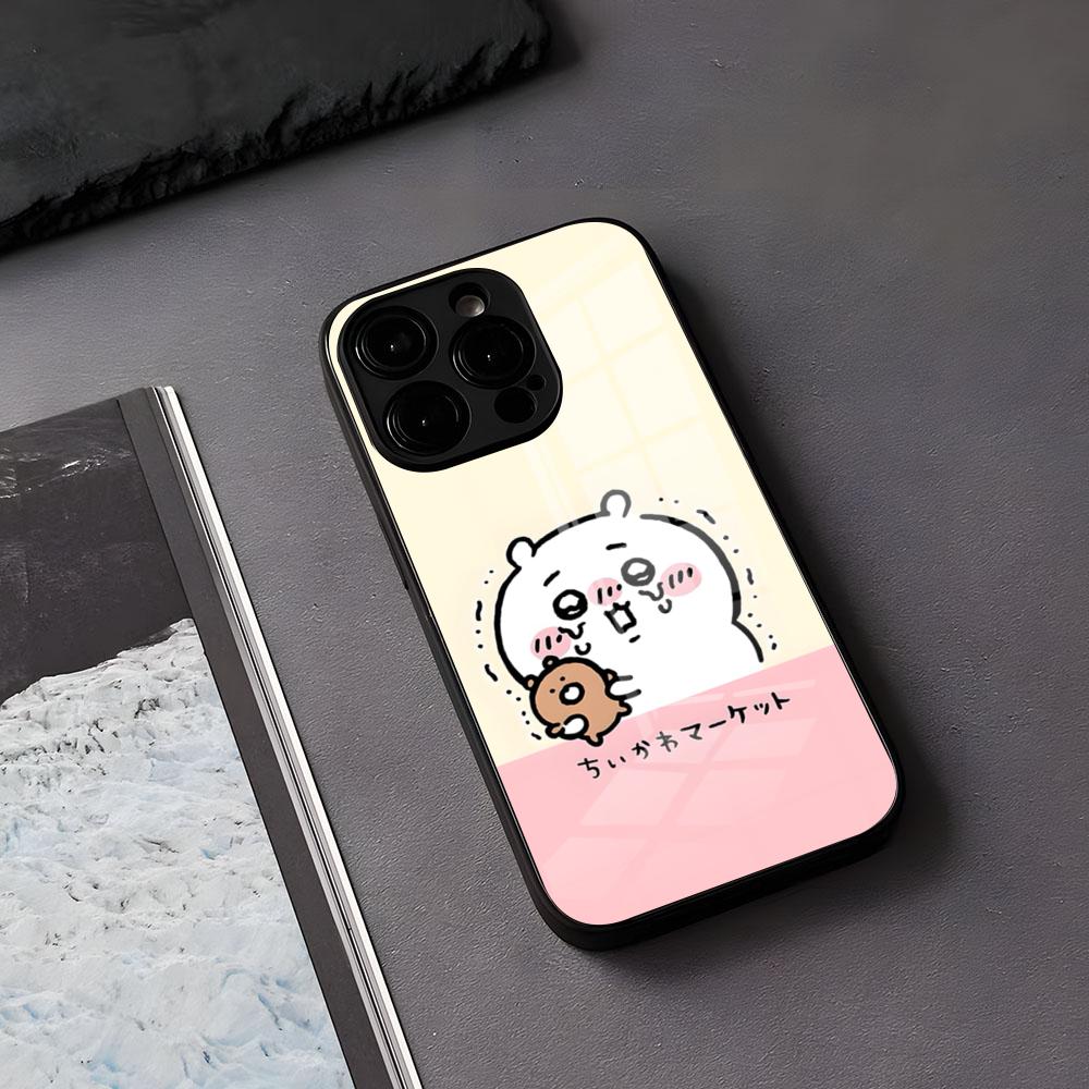 

Cute-T-chiikawaS Phone Case For IPhone 17 Air 16 E Pro Max 15 14 13 Mini 12 Pro 11 Max Plus Black Glass Cover iPhone 11ProMax