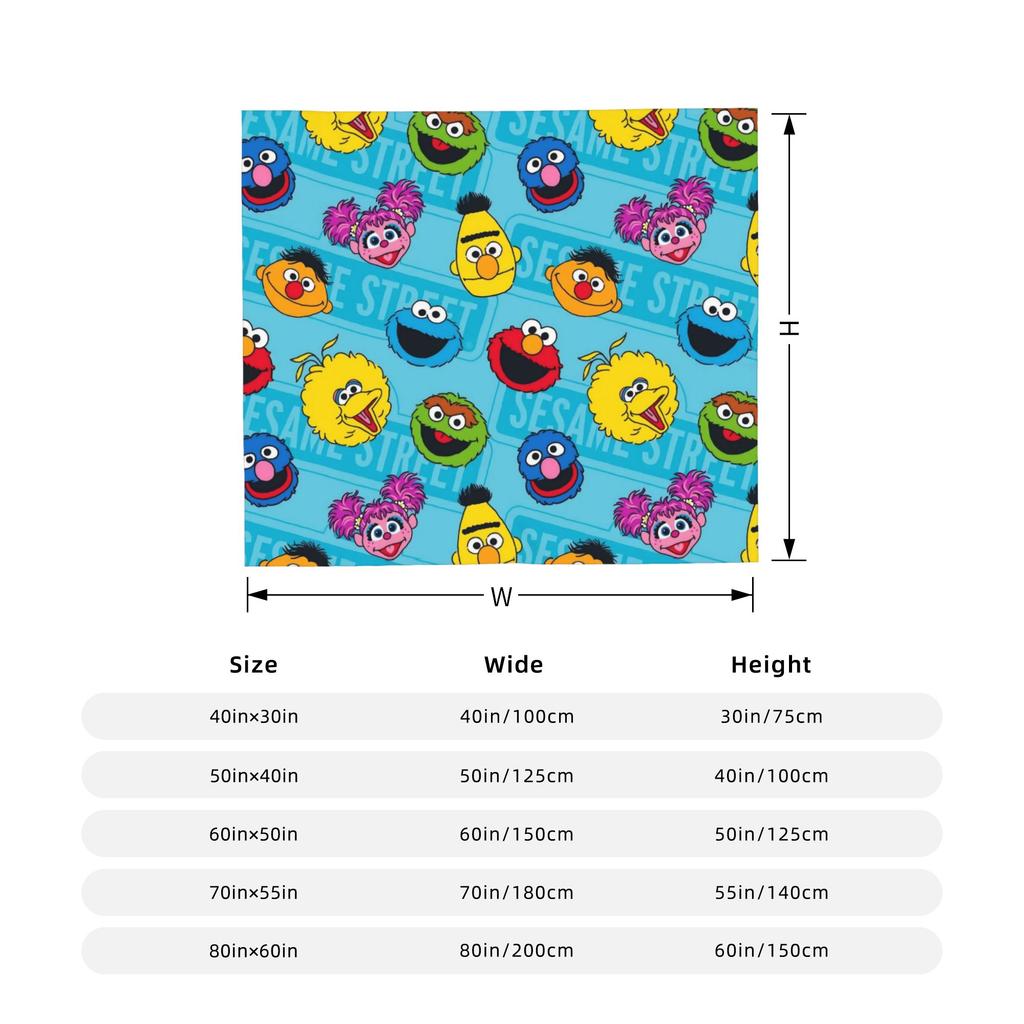 Sesame Street Cartoon Blanket Coral Fleece Plush Spring/Autumn Abby Cadabby Breathable Throw Blankets for Bed Bedroom Rug Piece