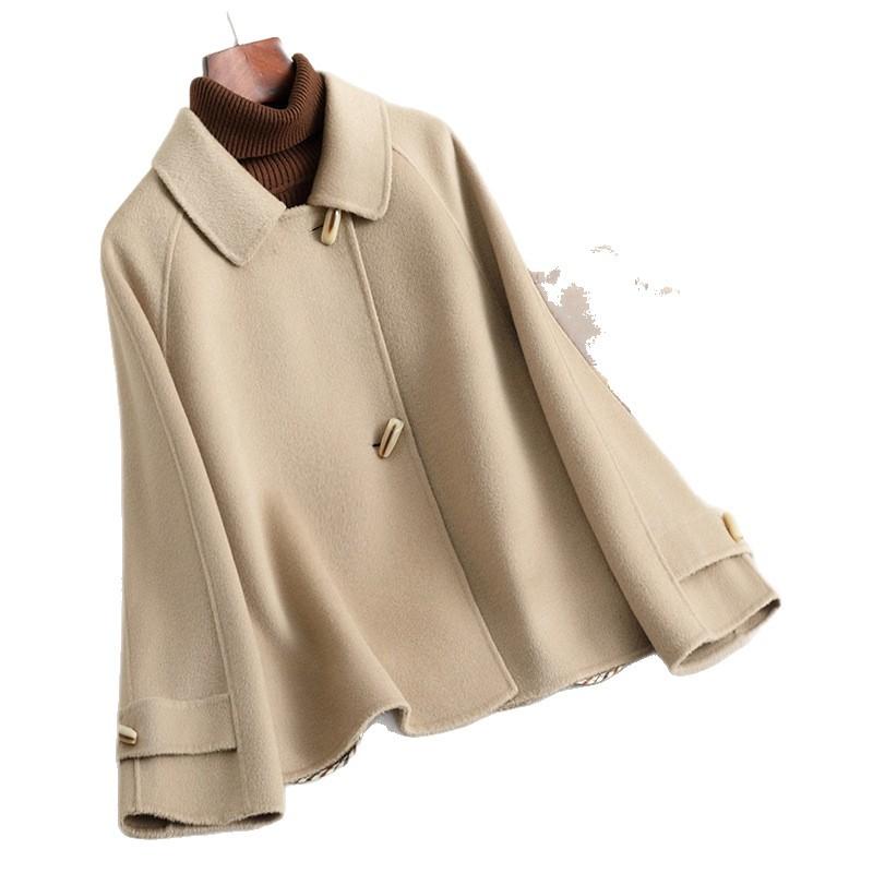 Double-sided woolen coat women's short loose high-end fashion autumn new woolen coat small woman