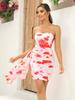 Spring and summer European and American women's clothing printed sexy trend low-cut hip-wrapped slim-fit dress