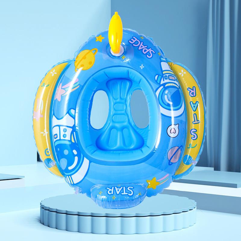 Inflatable Baby Swim Ring Seat Floating Sun Shade Toddler Swim Circle Outdoor Swimming Pool Bathtub Beach Party Summer Water Toy