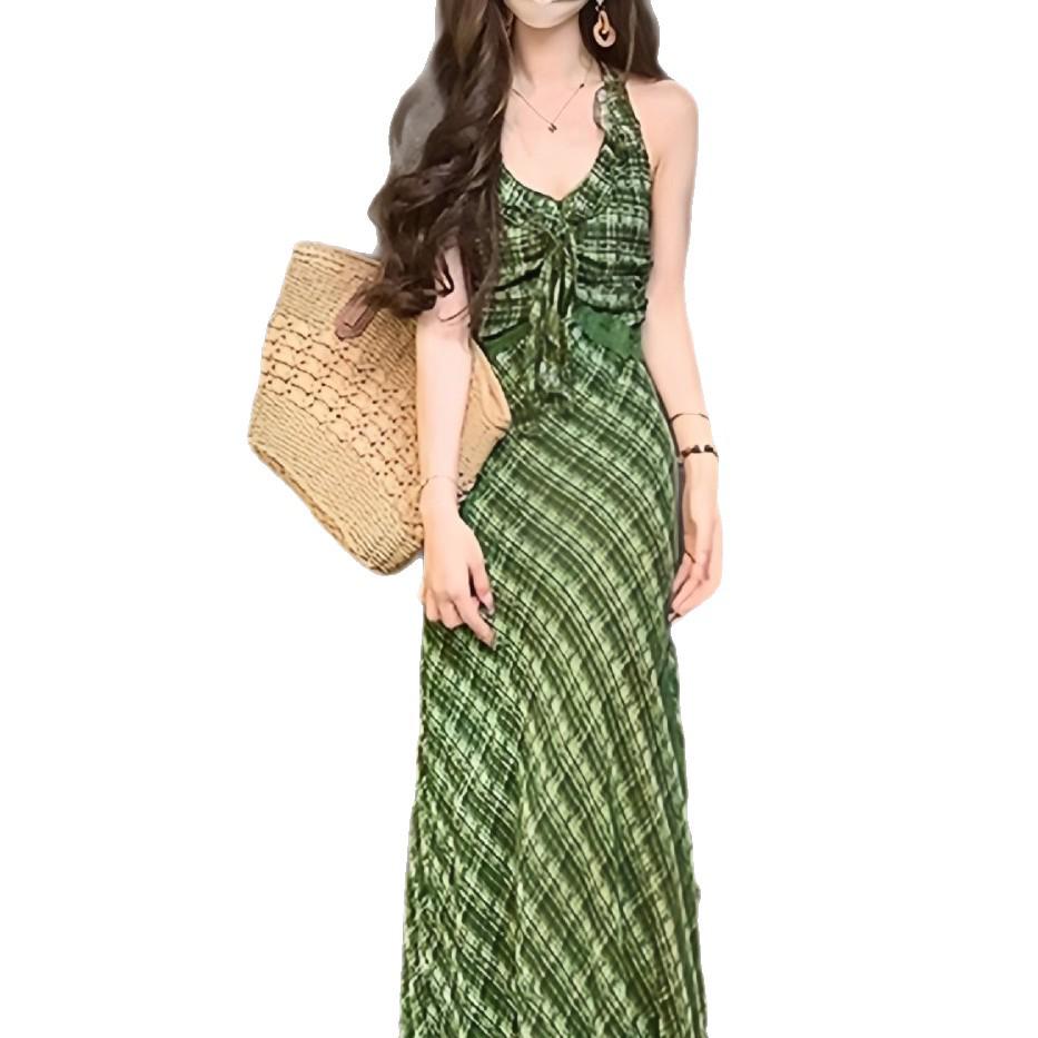 Women's Elegant French Floral Puff-Sleeve Dress, Summer 2025 - Waist-Cinched, Slimming, Long Tea Party Skirt