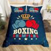 Boxing Sport Duvet Cover King Queen Golden Boxing Gloves Bedding Set Yellow Fire Print Comforter Cover Microfiber Quilt Cover