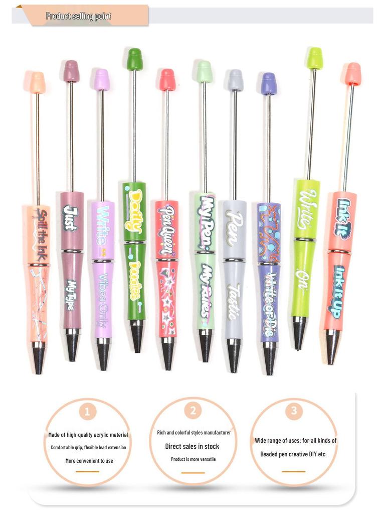 Rotating Acrylic Beaded Pen with Creative UV Printing for Students