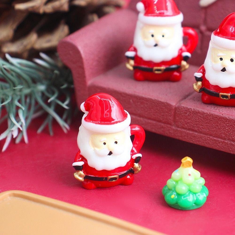 10 Set Resin Santa Claus Coffee Cup Crafts DIY Cute Mini Santa Claus Teacup Pretend Play Toys Santa Claus Miniature Ornament