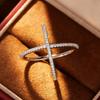 925 Sterling Silver Simple Cross Design Ring for Women Stylish Daily Party Accessories with Shiny CZ Low-Key Lady Finger Jewelry