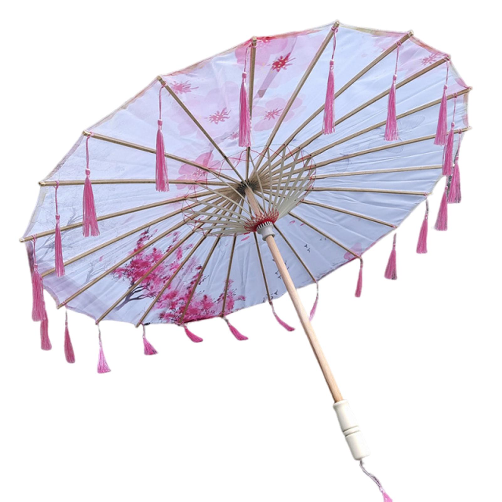 

Новий 82СМ Рожеві Квіти Шовкова Декоративна Парасолька Хан Кос Реквізит Парасолька з Китицями Старовинна Китайська Класична Олійна Паперова Парасолька solid wood&22frame рожевий