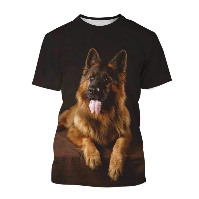 Animal German Shepherd 3D Print T-Shirts Summer Men Women Short Sleeve Dog T Shirt Oversized Harajuku Tees Tops Kids