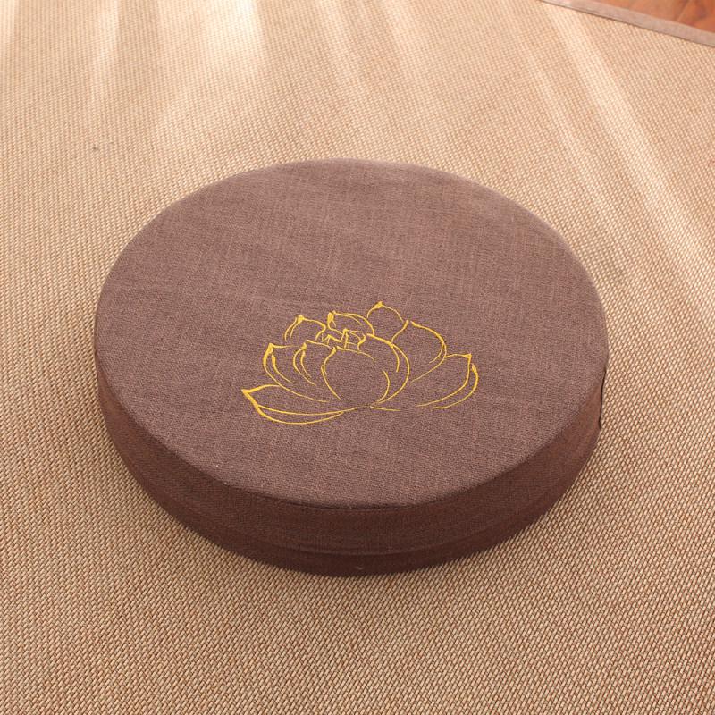 Thick Washable Japanese Zen Meditation Cushion - Round Tatami Linen Seat for Home and Balcony