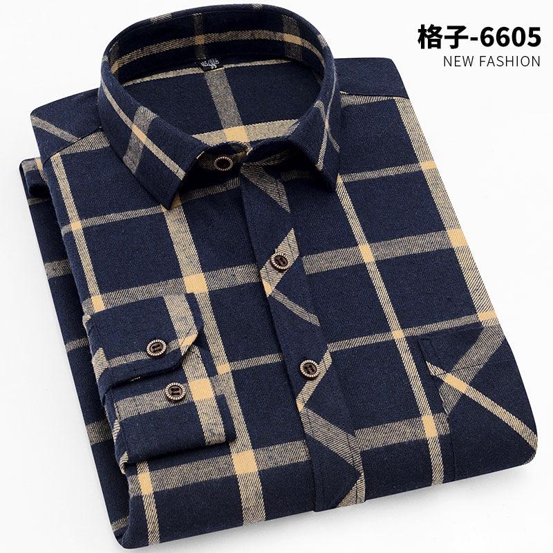 New Fashion Men's Plaid Shirts Long Sleeve Cotton Soft Regular-fit Single Pocket Comfortable Casual Flannel Shirts Male Clothing