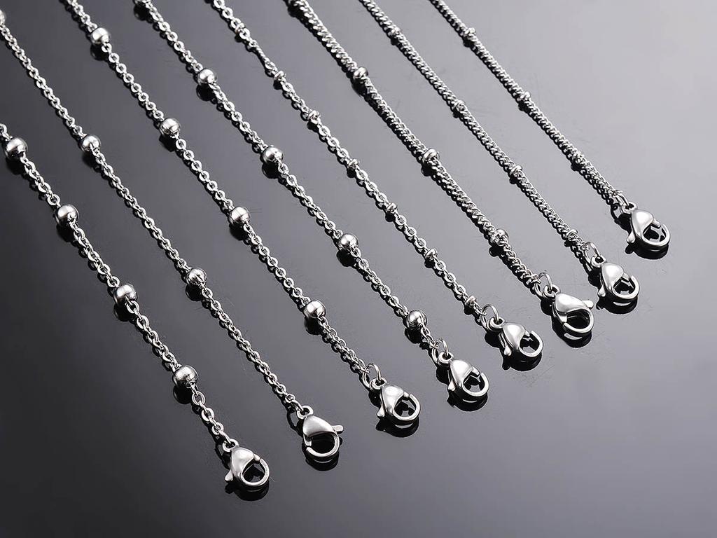 Wholesale 10pcs/lot Width 1.5mm 2mm Tiny Beaded Chain Stainless Steel Link Chain for Necklaces Bracelets Foot Jewelry