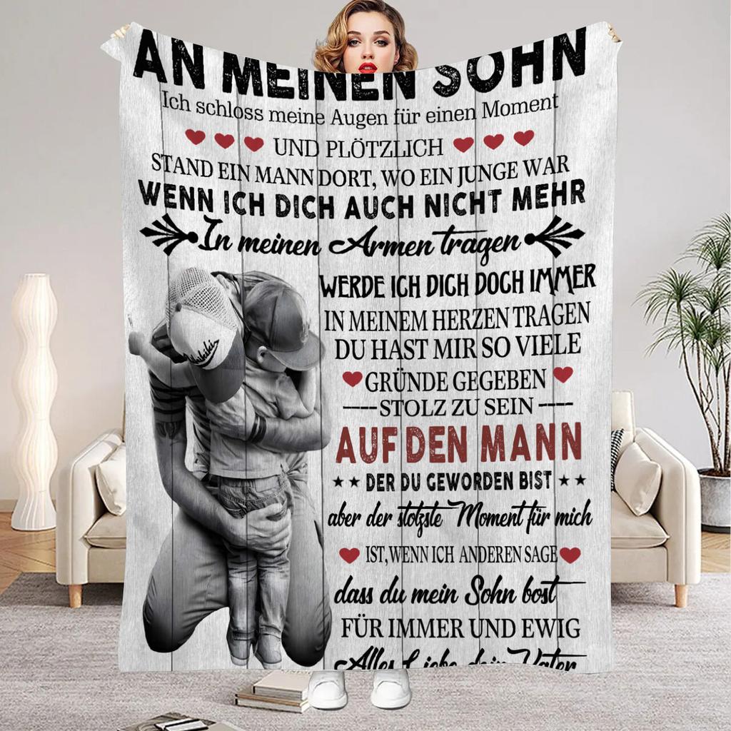 Soft Flannel Blanket Dad Mom's Letter to Daughter Son Print Home Living Room Bedroom Decor New Year Gift German 2026 Christmas