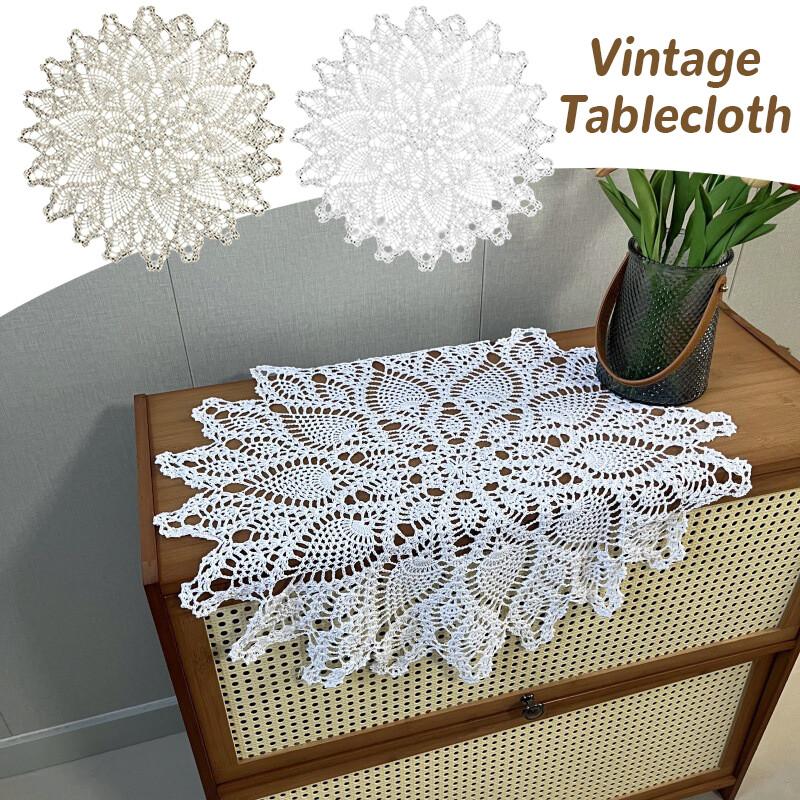 1 Stück Vintage Tischdecke Deckchen Spitze Häkeln Blumen Tischdecke Abdeckung Matte Durchbrochene Spitze Bankett Hochzeit Dekoration