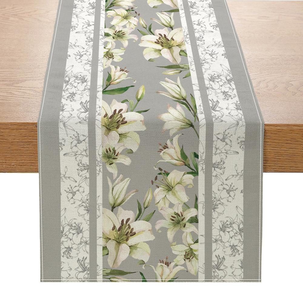 Flax Printed Table Flag Plant Flowers Sub-home Decorative Table Cloth Porch Cabinet Tea Table Cloth