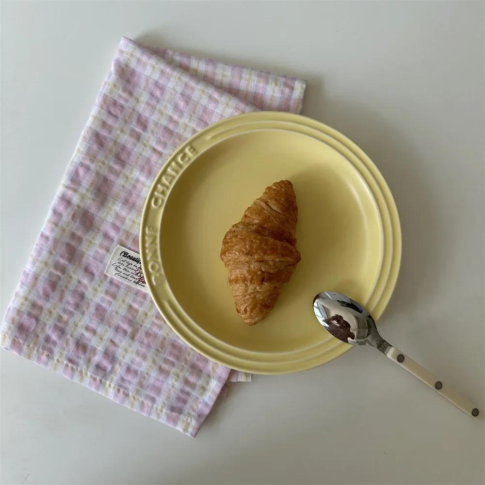

Korean Retro Plaid Placemat Table Mat Food Posing Background Cloth Cup Coaster Home Desk Decoration Accessories For Table Picnic 3x50cm