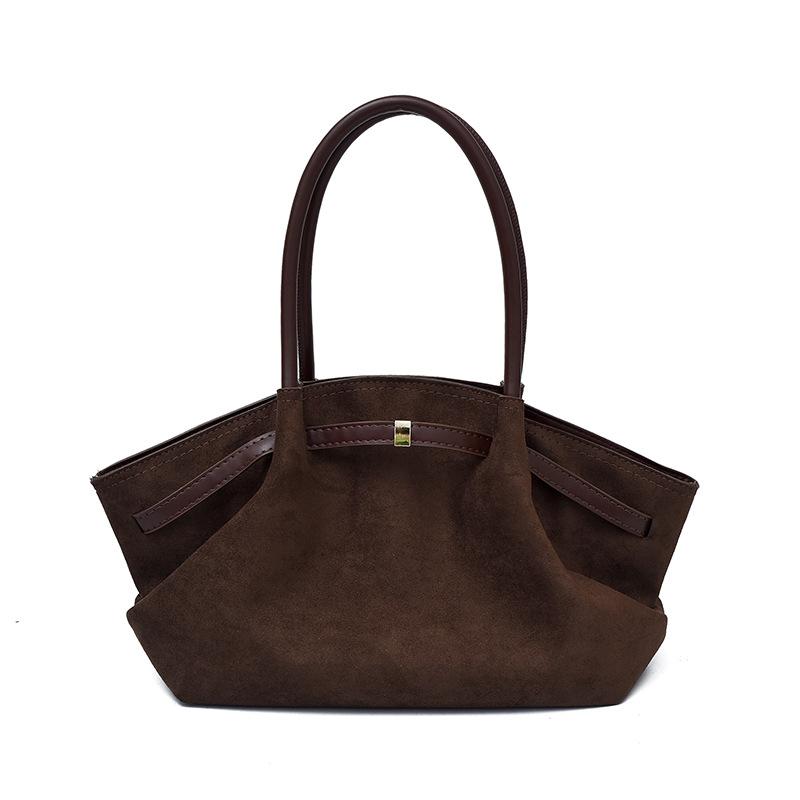 Autumn And Winter New Pleated Armpit Bag Commuter Shoulder Bag Matte Suede Large Capacity Tote Bag Women