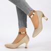 Women Fashion Sweet Light Weight Gold Soft Leather Stiletto Heel Shoes Lady Classic Office Career Work Pumps Zapato Mujer