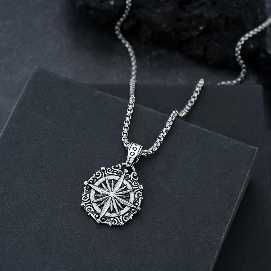 Rund Kompasshalsband i Vikingastil för Män