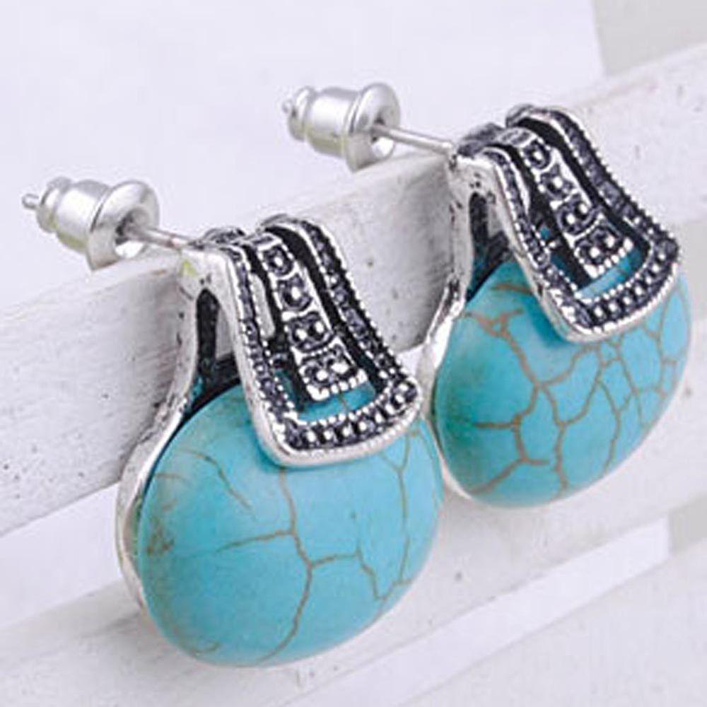 Elegant Jewelry Sets Retro Turquoise Accessories Necklaces Women Earrings