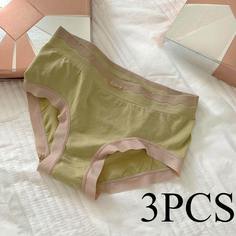 3 szt./partia Jedwabna Nawilżająca Bielizna Dziewczęca Bezszwowa Średni Stan Krok z Czystej Bawełny Wygodne Oddychające Majtki typu Trójkąt