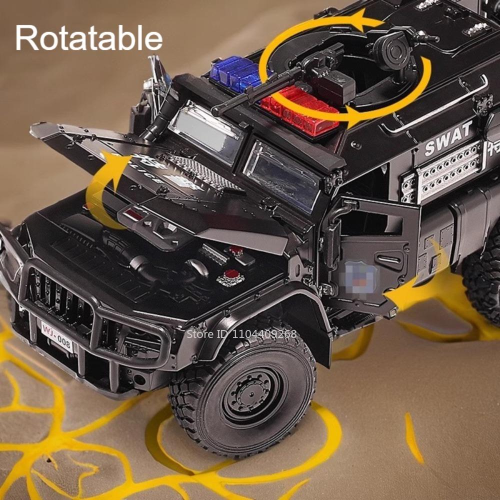 1:32 VDV SWAT Sabertooth Armored Car Model Toy Shock Absorption Police Cars Music Light Off-road Vehicle Sound Light Boys Gifts