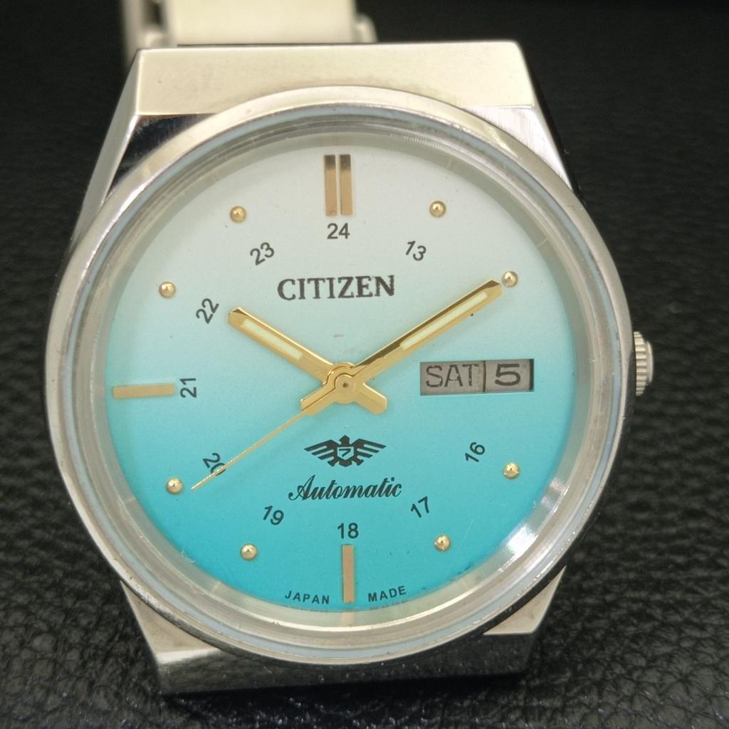 AUTOMATIC GENUINE VINTAGE CITIZEN 8200 JAPAN MENS SKY BLUE DIAL WATCH a500256-2 R151b-a500256