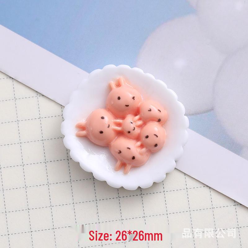 Cartoon Food Toy DIY Dango Plate Set with Cream Glue & Resin Stickers for Phone Cases