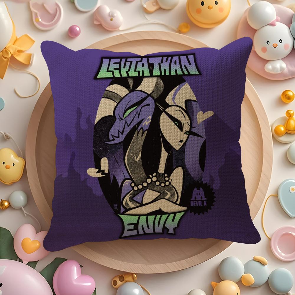 Anime H-Helluvas B-Boss Cushion Cover Summer Coolness Linen Fabric Double-Sided Printing Pillow Case Sofa Home Decor Gift