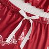 Silky Skin-friendly, Sweet and Cute Butterfly Print, Sexy and Attractive Suspender Nightdress Two-piece Set