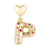 18K Gold-Plated Zircon Necklace with Cross and Colorful Letter Pendants