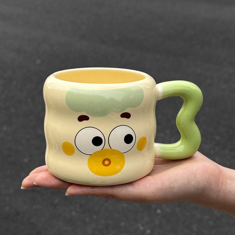 High Looking Cute Ceramic Cup with Lid Spoon for Girls Coffee Mug Large Capacity Water Cup Birthday Gift