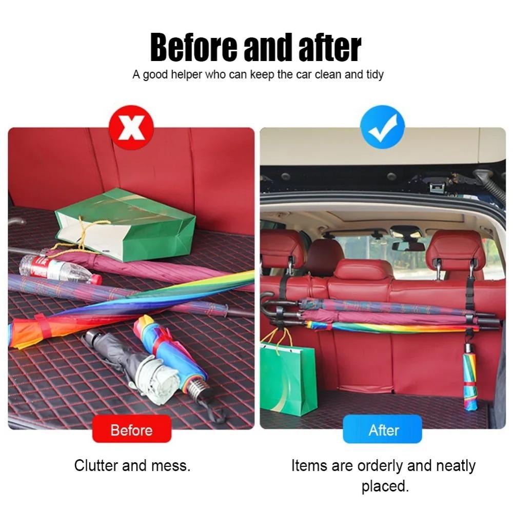 2pcs Car Back Seat Umbrella Hook Storage Organizer Multi-function Rear Seat Headrest Hanging Hook Umbrella Holder Seat Storage