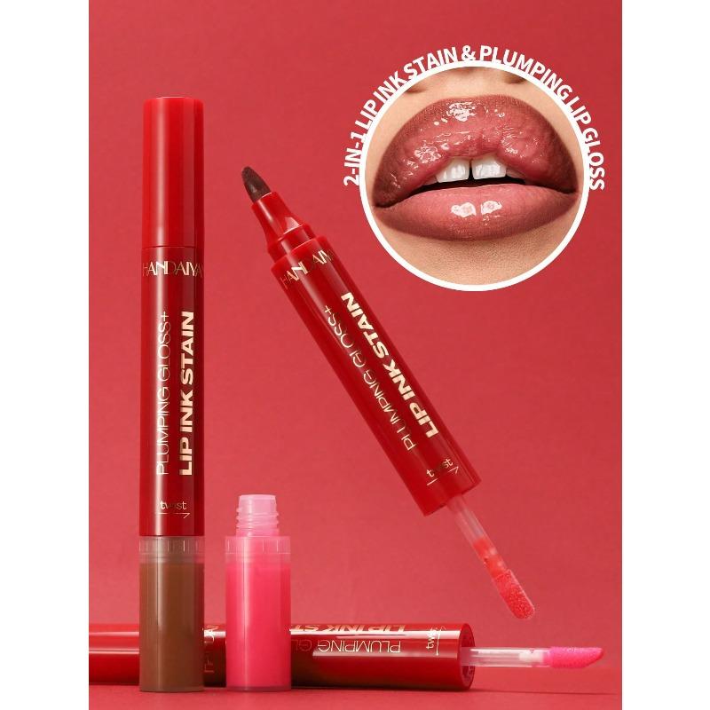 2-In-1 Watercolor Lip Gloss, Moisturizing, Mirror-Like Finish, Long-Lasting Color, Creates Natural Lip Tone, Suitable For Back To School, Beginners