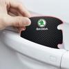 4P/Set Car Door Handle Anti-scratch Sticker Carbon Fibre for Skoda Octavia Enyaq Rapid Karoq Derivati Fabia Kodiaq Kamiq Superb Yeti
