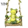 Small Hanging Figurine for Trees Swing Frog Garden Statue, Resin Meditating Ornament, Waterproof Outdoor Cute Decor Yard, Patio, Balcony, Porch,