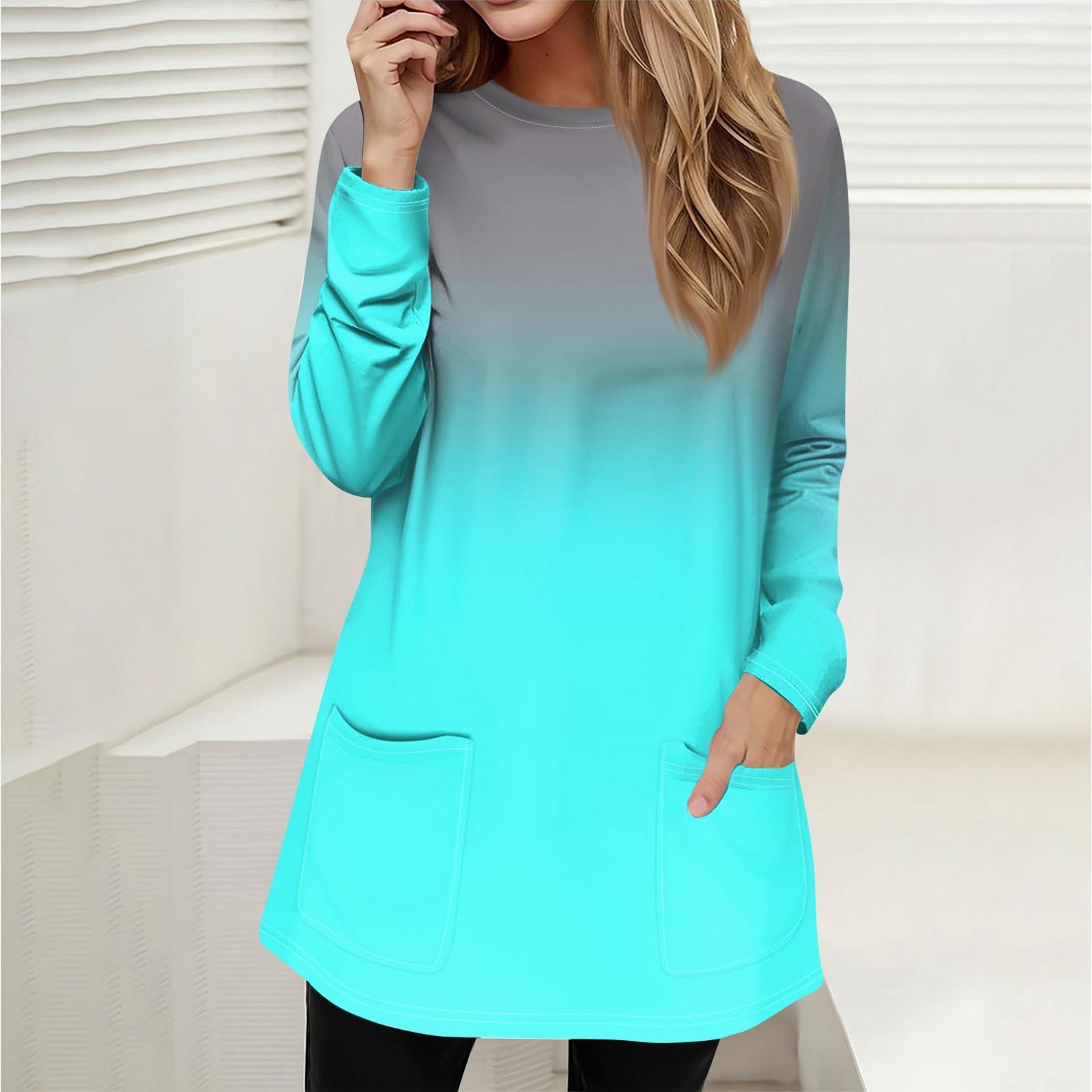 

Женская толстовка, пуловер, спортивная одежда, карман, принт, повседневный топ с круглым вырезом и длинными рукавами S циан