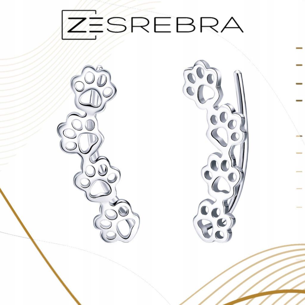 Delicate S925 Earrings With Dog And Cat Paw Prints, Animal