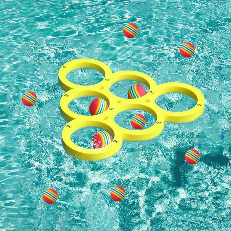 Swimming Pool Toss Game Set 1+10pcs Floating Family Water Sports Toy for Summer Pool Party Beach Outdoor Activities